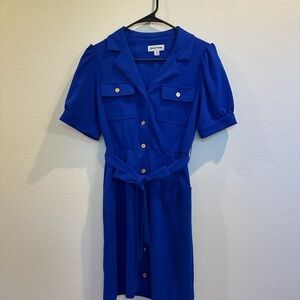 Shelby & Palmer Royal Blue Midi Dress with Gold Buttons